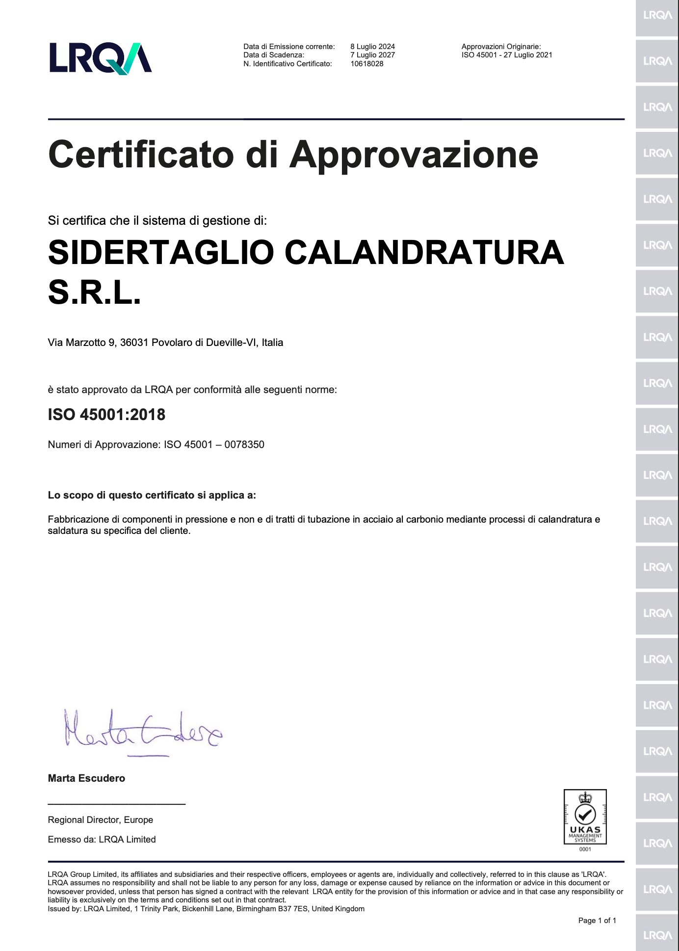 La certificazione Iso 45001